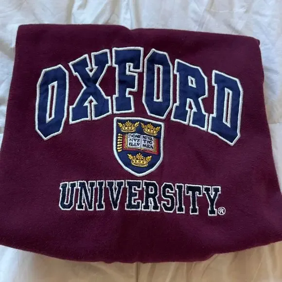 Official oxford university crewneck sweatshirt sz xs burgundy dark academia prep - Picture 1 of 8